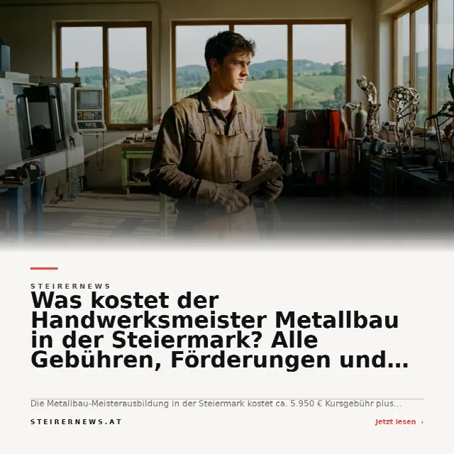 Share-Card fuer Was kostet der Handwerksmeister Metallbau in der Steiermark? Alle Gebühren, Förderungen und Tipps