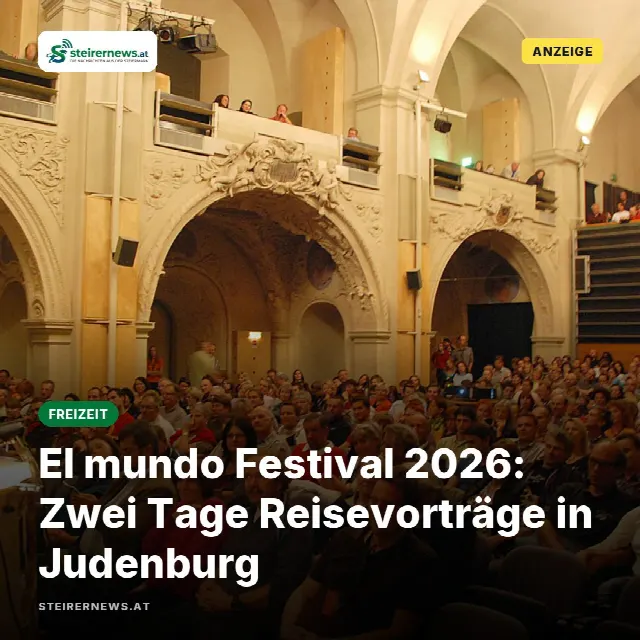 Share-Card fuer El mundo Festival 2026: Zwei Tage Reisevorträge in Judenburg