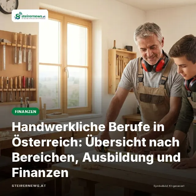 Share-Card fuer Handwerkliche Berufe in Österreich: Übersicht nach Bereichen, Ausbildung und Finanzen